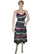 Womens Bohemian Black Pink Floral Print Spaghetti Dress Chiffon Sundress