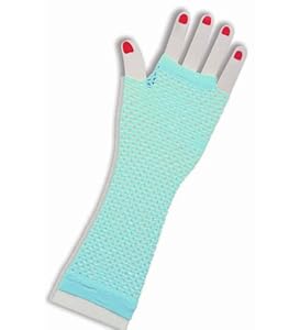 80's Light Blue Long Fishnet Adult Gloves