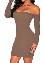 Sexy Stretchy Long Sleeves Off the Shoulder Club Dress/Party Dress/Mini Dress 