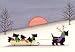 Scottish terrier (scottie) family sledding / Lynch