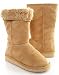 Beige Furry Winter Boots Vegan Fleece Women