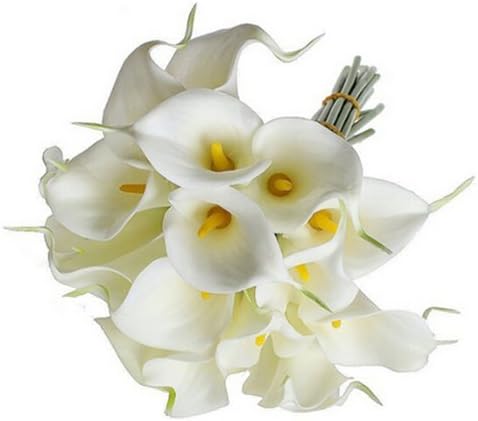 Rujian Artificial White Calla Lily Bridal Wedding Bouquet Latex Real Touch Pu Flower Bouquet (12)