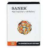 SANER 1500mAh rechargeable Li-ion Battery for Samsung Galaxy ACE S5830 - Extra Long Life,Compatible with Samsung Galaxy GIO/S5670, Galaxy Fit/B7510.