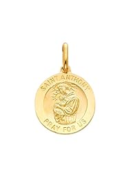 14K Yellow Gold Religious Saint Anthony Medal Charm Pendant