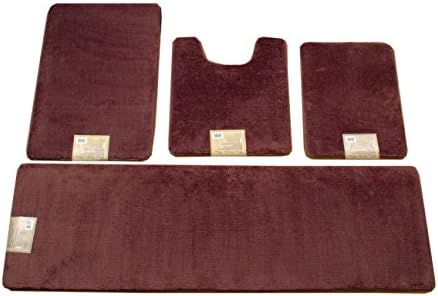 4 Piece Full Set Luxury Solid Color Memory Foam Bathmats (17x23"/20x24"/20x32"/20x64") (Brown)