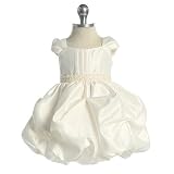 Baby Girls Ivory Satin Bubble Easter Pageant Flower Girl Dress 0-24M