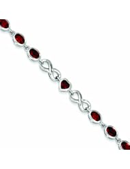 Genuine .925 Sterling Silver Oval Heart Garnet Bracelet 12.3 Grams . 100% Satisfaction Guaranteed.
