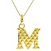 Sterling Silver & 18K Gold Overlay Big 'M' Pendant w/ Box Chain 18