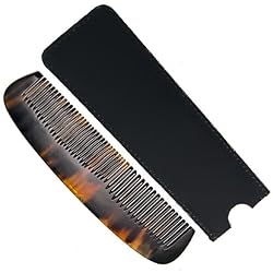 Genuine Hand Made Ox Horn Pocket Comb and Suede Protective Case