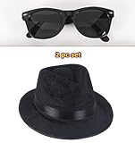 Black Fedora hat and wayfarer sunglasses set - Blues Brothers set