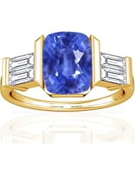 14K Yellow Gold Cushion Cut Blue Sapphire Ring With Sidestones
