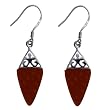 EXP Sterling Silver Red Agate Tapered Dangle Earrings