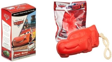 Disney Bath and Shower Sponge with Bath Soap Combo Set (Turbo Charged Cherry - Disney Cars)