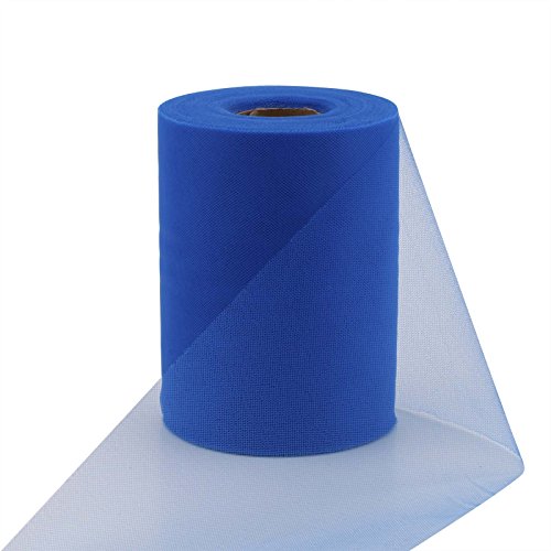 vLoveLife Royal Blue 6 Inch x 100 Yards Tulle Roll Spool Fabric Table Runner Chair Sash Bow Tutu Skirt Sewing Crafting Fabric Wedding Party Gift Ribbon