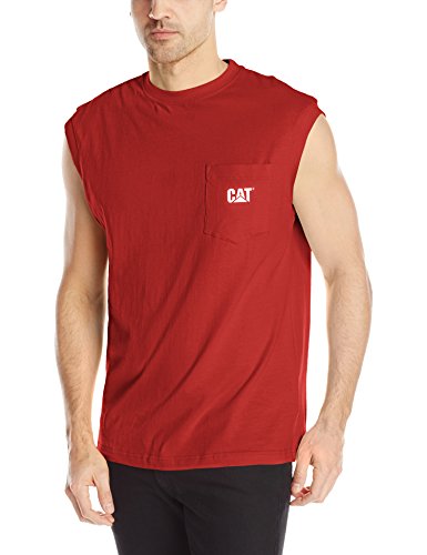 Caterpillar Men's Trademark Sleeveless Pocket Tee, Chili Pepper, XX-Large