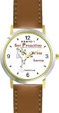 Habit 1 - Be Proactive (Spanish Text) - DELUXE TWO-TONE WATCH from THE 7 HABITS - WATCH COLLECTION BY WATCHBUDDY&reg; - Arabic Numbers - Brown Leather Strap-Size-Large ( Men's Size or Jumbo Women's Size )