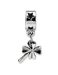 .925 Sterling Silver 4-leaf Clover Dangle Bead