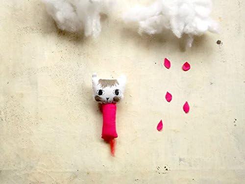 stuffed pink cat figurine in cotton - tiny plushie pet - decor for pet lovers - handmade kitty doll - Rosa