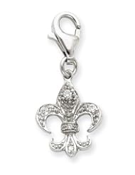Sterling Silver CZ Fleur De Lis Charm