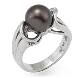 Tahitian Black Pearl Ring in 14K White Gold