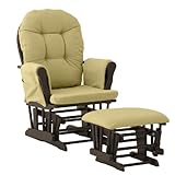 Stork Craft Hoop Glider and Ottoman, Black/Green Chenille