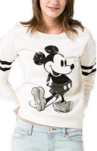 Vk0zen Women's Mickey Mouse Crewneck Sweatshirt FB03 (White)