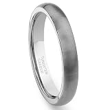 Tungsten Carbide 4mm Brushed Dome Wedding Band Ring Size 4-15