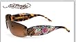 ED HARDY EHS 020 SKULL BUTTERFLIES BROWN RIMLESS METAL SWAROSKI SUNGLASSES