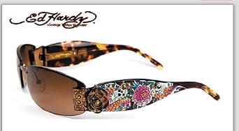 Click here to buy ED HARDY EHS 020 SKULL BUTTERFLIES BROWN RIMLESS METAL SWAROSKI SUNGLASSES by Ed Hardy.