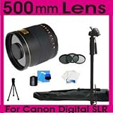 Deluxe 500mm F8.0 Mirror Lens Kit for Canon Rebel Xt, Xti, Xsi, Xs ,T1i ,Eo ....