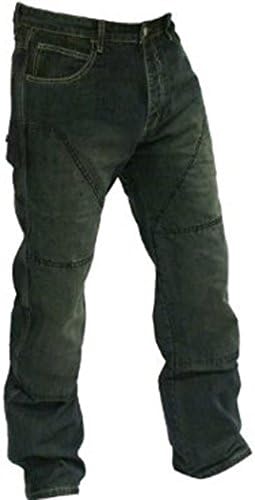 Spaciez Men's Classic Motorbike Motorcycle Biker Trousers Black Pants Jeans With Protective Lining, Black, W38-L30