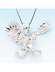 Sterling Silver Eagle Necklace Pendant with Box Chain