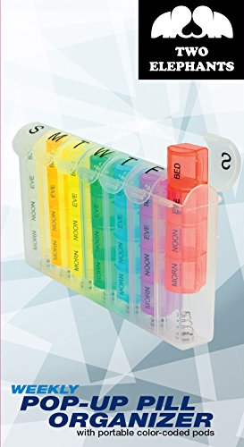 Two Elephants Weekly Pop-up Pill Organizer with Divided Compartments