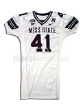 White No. 41 Game Used Mississippi State Nike Football Jersey
