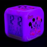 LED Kids alarm clock Baby Minnie and Baby Mickey M4 - 7 colors, 7 songs - 80 x 80 x 80 mm, the favorite alarm clock for children