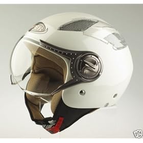 RS-16 White Open Face Motorcycle Helmet Size Medium