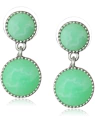 NINE WEST VINTAGE AMERICA "Hidden Gem" Worn Silver and Seafoam Double Drop Earrings