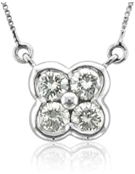 18k White Gold Clover Diamond Pendant Necklace (GH, I1-I2, 0.75 carat)