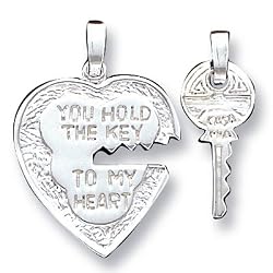Sterling Silver Heart and Key Pendants