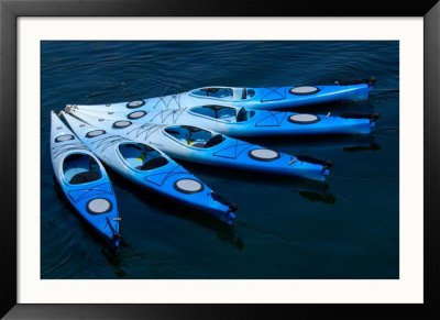 Kayaks in Harbor Along Bearskin Neck, Rockport, Massachusetts, USA Framed Photographic Poster Print by Lisa Engelbrecht, 44x32
