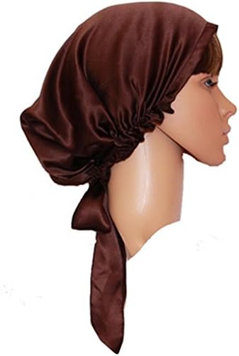 Ayiyoy 100% Mulberry Silk Soft Bonnet Sleep Cap Coffee