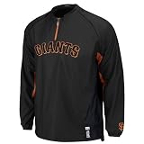 MLB Men's San Francisco Giants Long Sleeve Lightweight 1/4 Zip Gamer Jacket (Pro Navy/Pro Scarlet, Small)