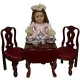 Mahogany Stained Drop Leaf Table with 2 Queen Ann Chairs Scaled to Fit American Girl Dolls