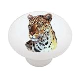Leopard Portrait Decorative High Gloss Ceramic Drawer Knob