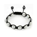 SH-LOW 33 AURORA SHAMBALLA:The Original Utopia London� clear white ice aurora crystal diamond bracelet ,Shamballa Bracelet Macrame Disco Ball Iced silver swarovski bling bling 12mm Unisex for men and women ,comes with a luxury turquoise gift pouch ,by Utopia London�