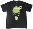 Teenage Mutant Ninja Turtles Michaelangelo Bling Black Mens T-shirt