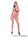 Christmas 2Pc Mesh Candy Cane Polka Dot Chemise Sexy Lingerie Intimate Apparel With G-String (Red;One Size)