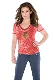 Chicago Blackhawks Women's Fade Route Crystals V-Neck T-Shirt - by Alyssa Milano