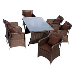7tlg. Sitzgruppe Essgruppe Farbe bronze Polyrattan