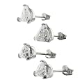 SilverTrillion Cut Earrings 2-pair